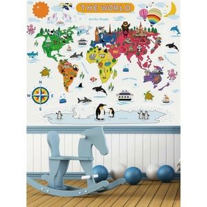 🆕 Cartoon World Map Wall Sticker Set Kid’s Decor